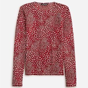 Jcrew sheer long-sleeve top in strawberry swirl print. NWOT. Small.
